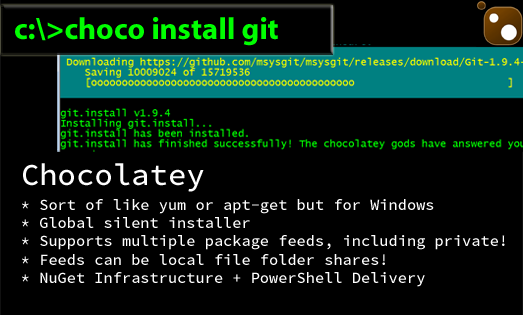 Git is revision control software used mainly for software projects. BakaMo Studios uses a TortoiseSVN and a Subversion repository to do that. Choco doesn't just install TortoiseSVN, but Unity and Tiled too! Seriously, this thing is good.