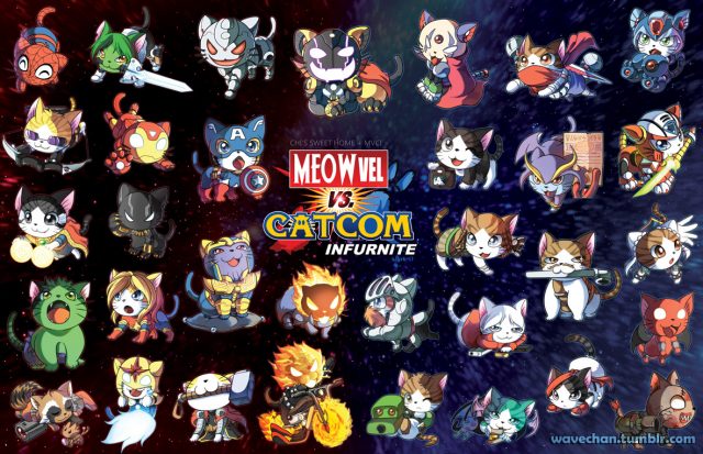You came back! I realized while writing the PiNe post that my most recent artist post was this one, so I updated it in case anyone came back and looked. Since then, Marvel vs Capcom Infinite came out and Wave gave it the Meowvel treatment.